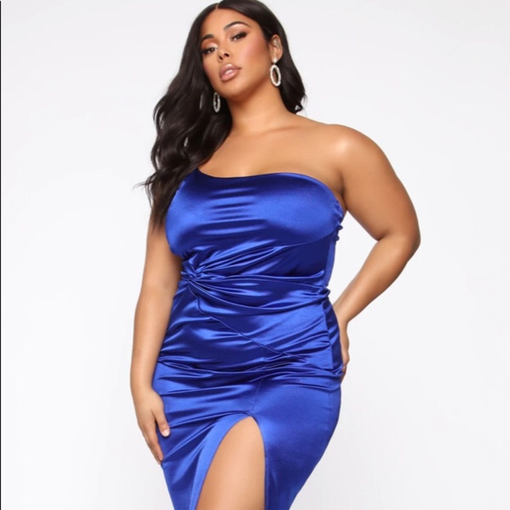 Royal blue satin dress